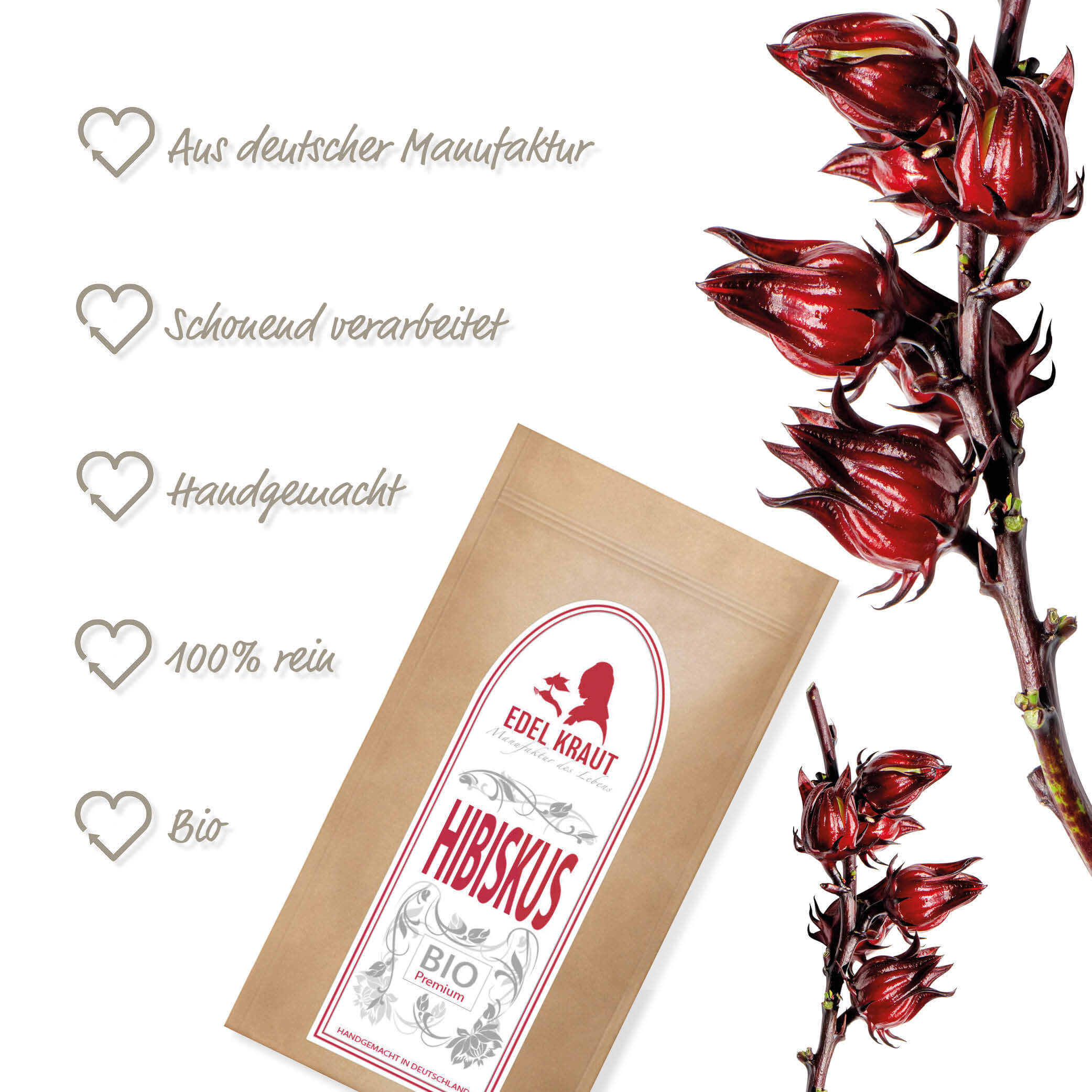 BIO Hibiskus Tee | Hibiskusblüten 100g Tüte BIO Hibiskus Tee