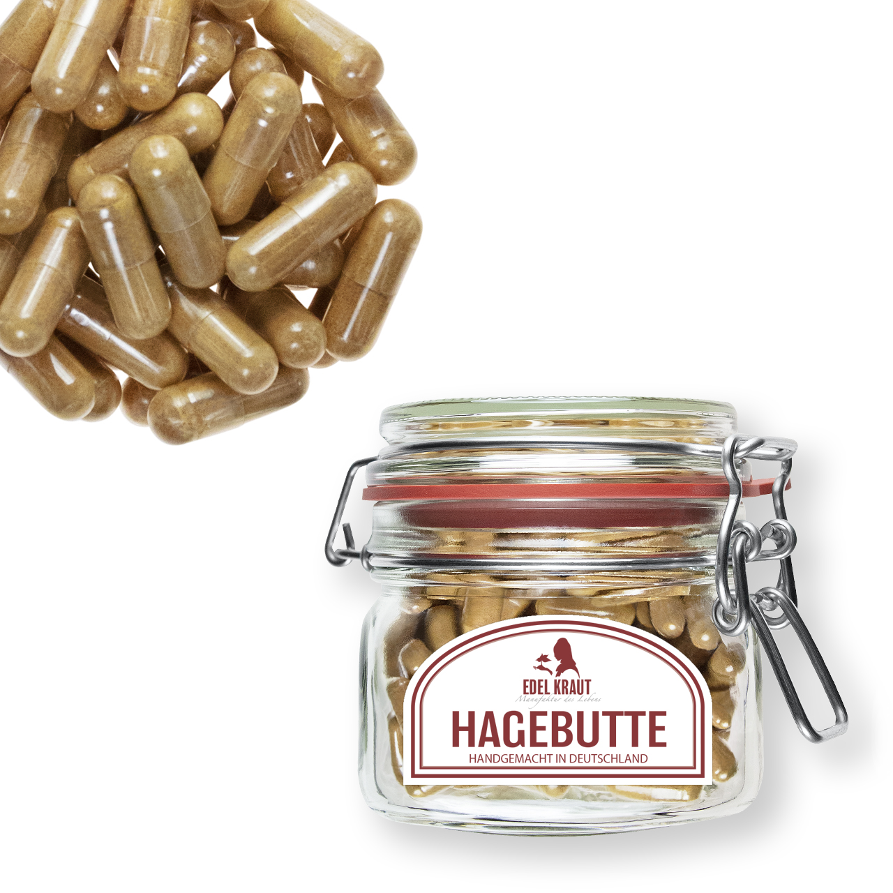 Hagebutte Kapseln BIO BIO Hagebutte Kapseln im XL Glas