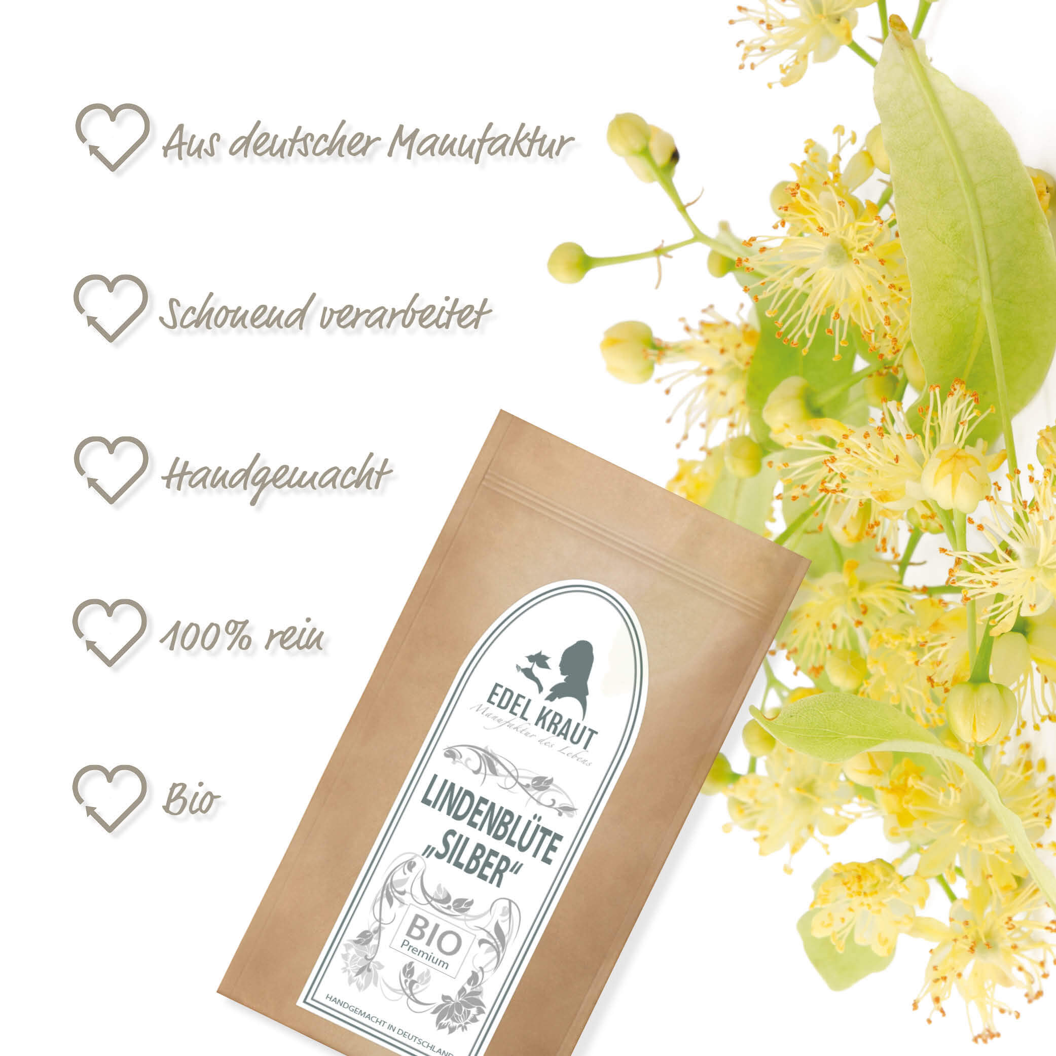 BIO Lindenblüten Silber Tee 100g Tüte bio-lindenbluten