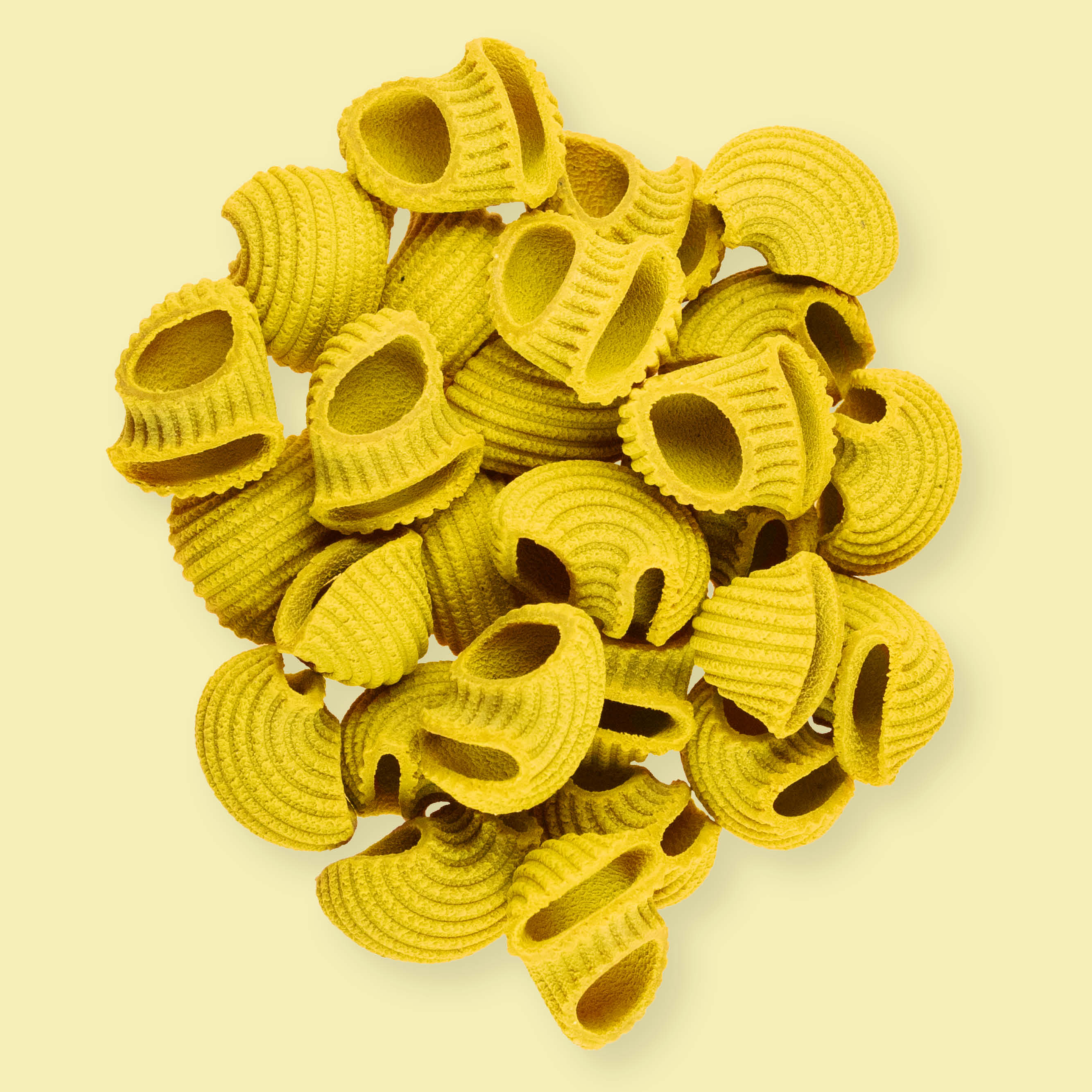 Bio Kurkuma & Schwarzer Pfeffer Lumache Pasta Nahaufnahme der antiken und bronzegezogenen Urgetreide-Qualität Bio Kurkuma & Schwarzer Pfeffer Lumache Pasta Nahaufnahme der antiken und bronzegezogenen Urgetreide-Qualität