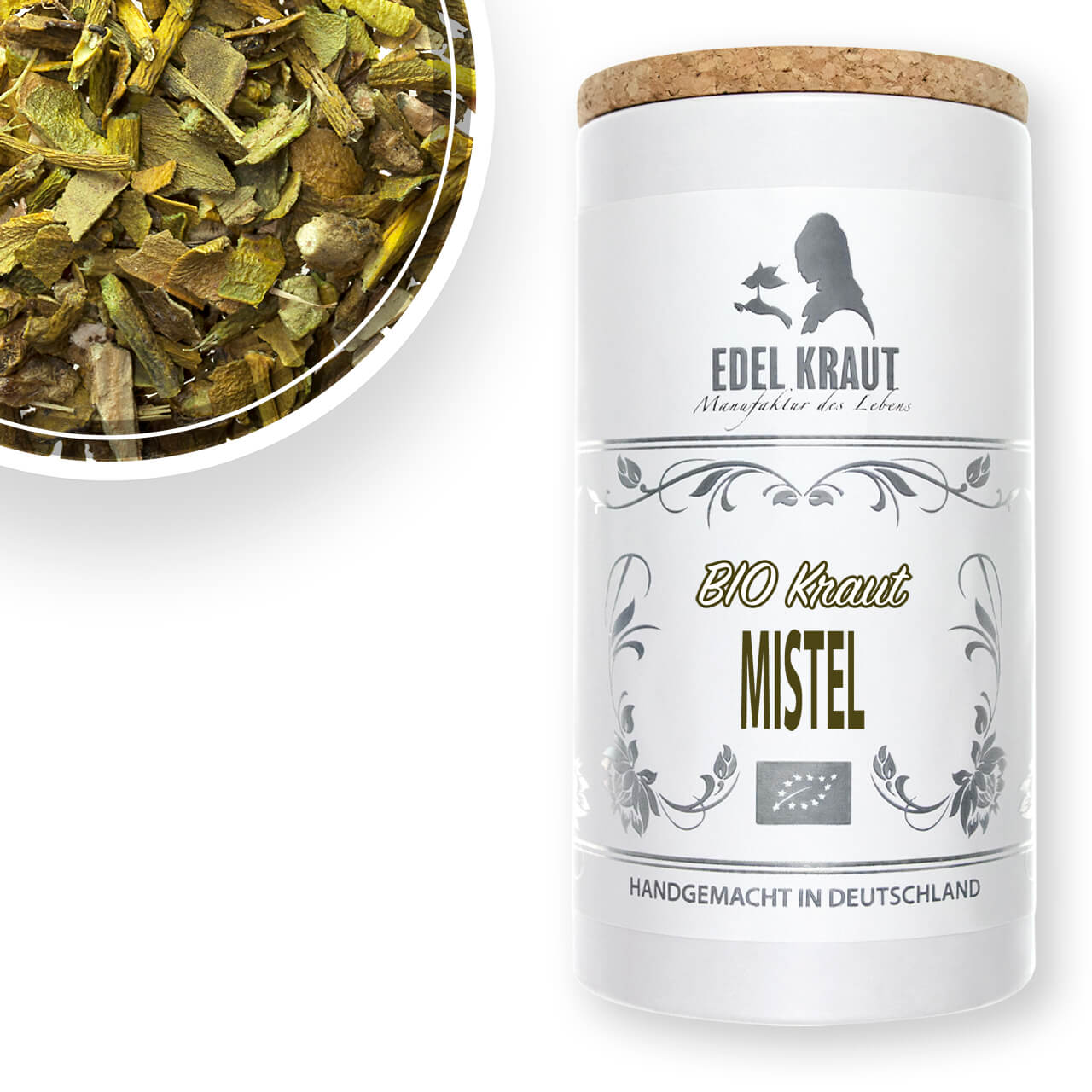 BIO Mistelkraut - XL-Dose mit Produktdetail BIO Mistelkraut - XL-Dose mit Produktdetail oben links