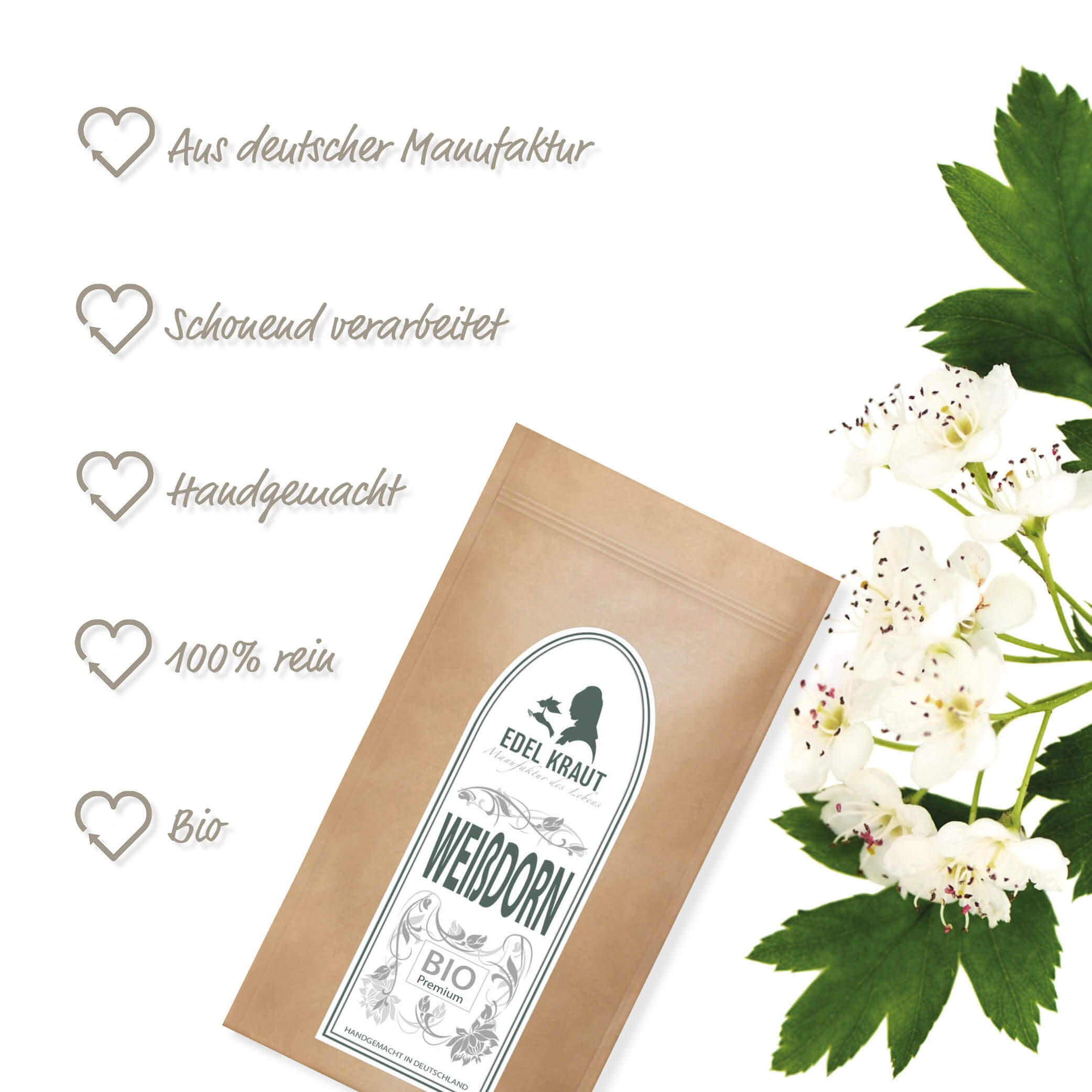 Weißdorn Tee - BIO Weißdornblätter mit Blüten XL Dose BIO Weißdorn Tee