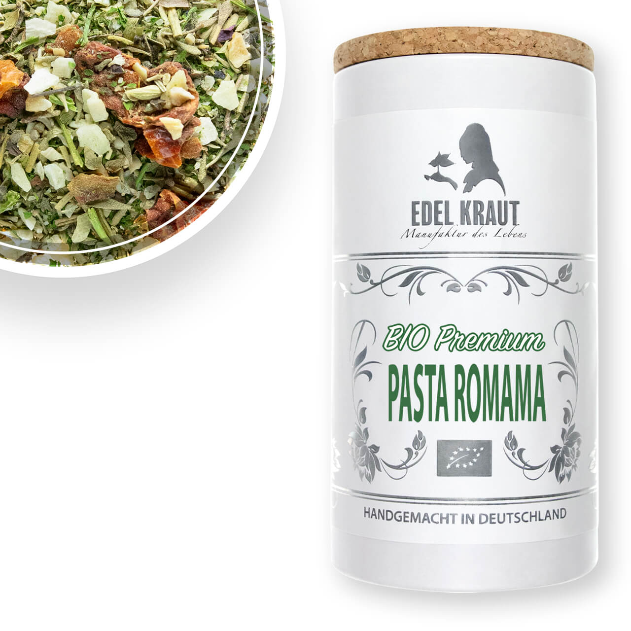 BIO Pasta Romana - XL-Dose mit Produktdetail oben links