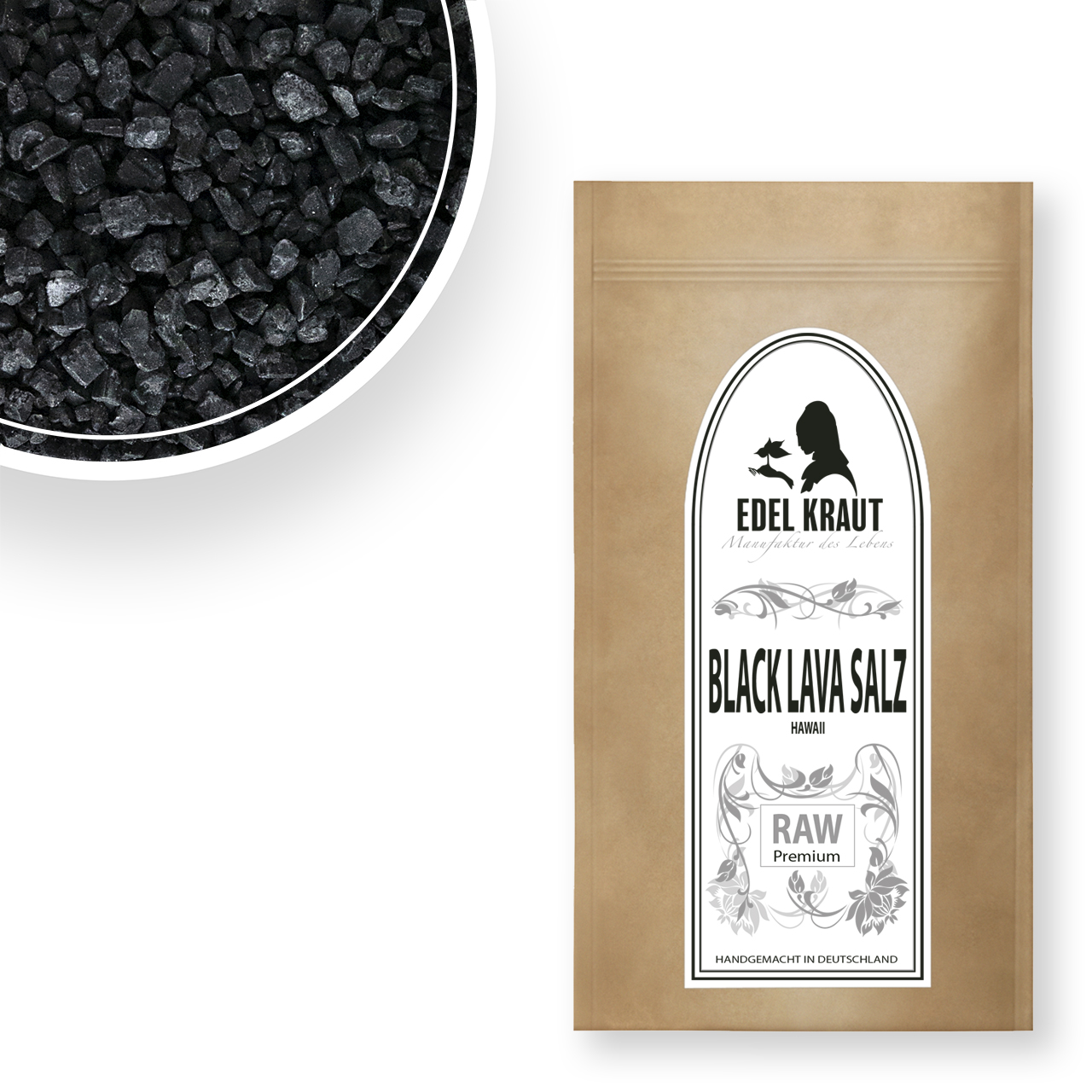 Hawaiianisches Black Lava Salz 250g Tüte Black Lava Salz