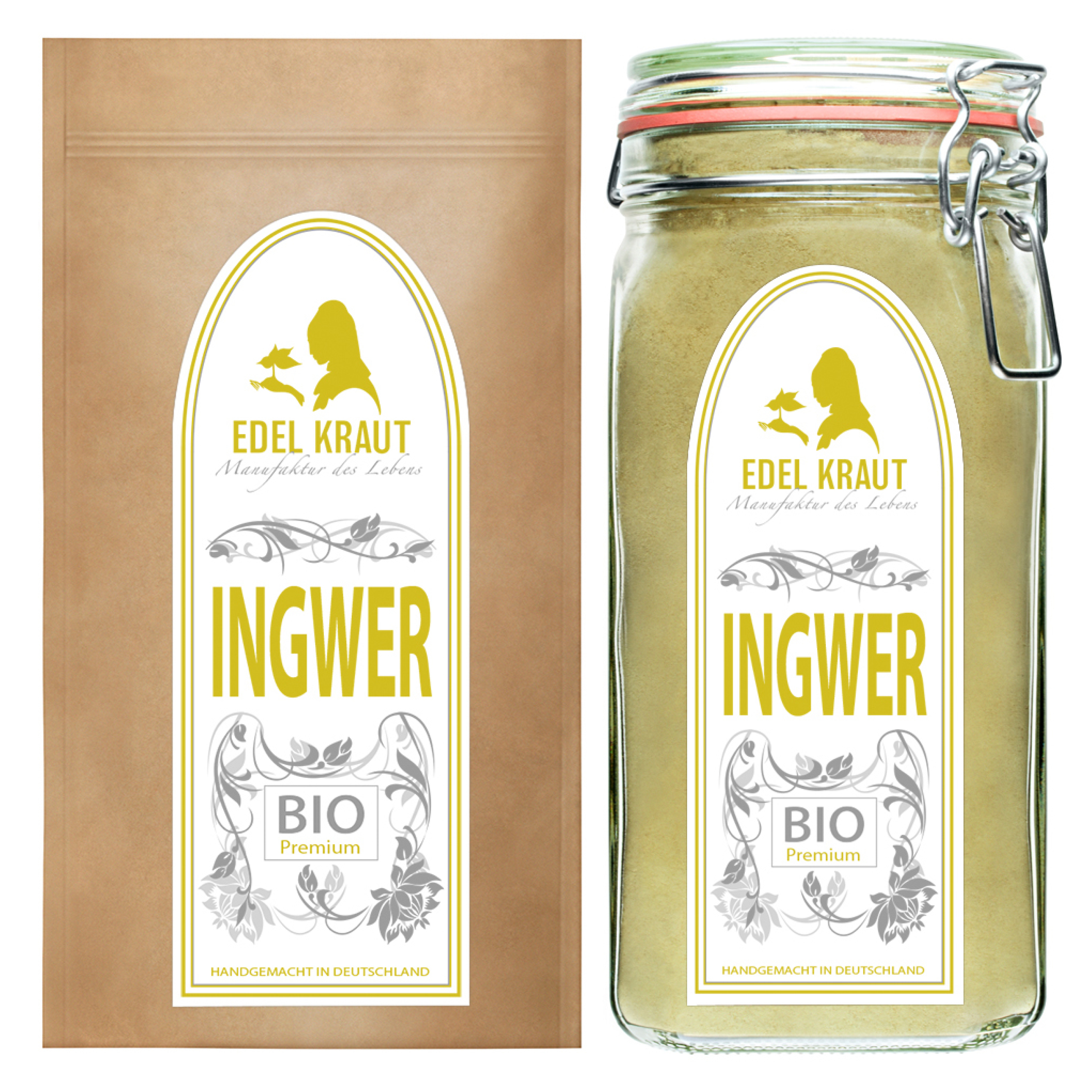 BIO Ingwer Wurzel gemahlen XXL Set BIO Ingwer Pulver XXL Glas