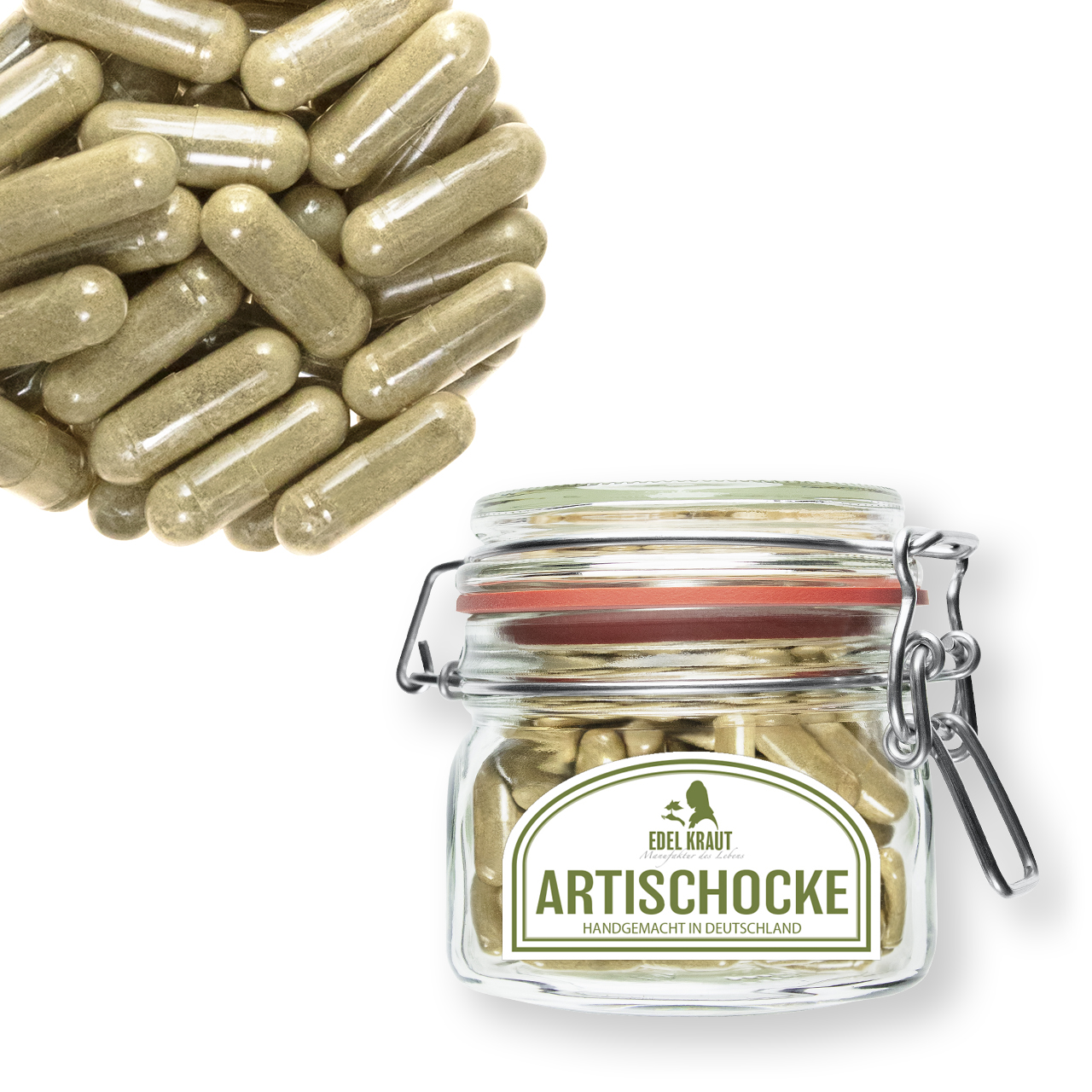 BIO Artischocken Kapseln im XL Glas