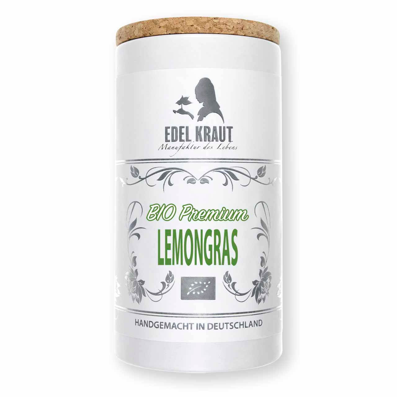 Premium BIO Lemongras von EDEL KRAUT in der eleganten Kräutertee Dose - zitronig frisch und handgemacht.