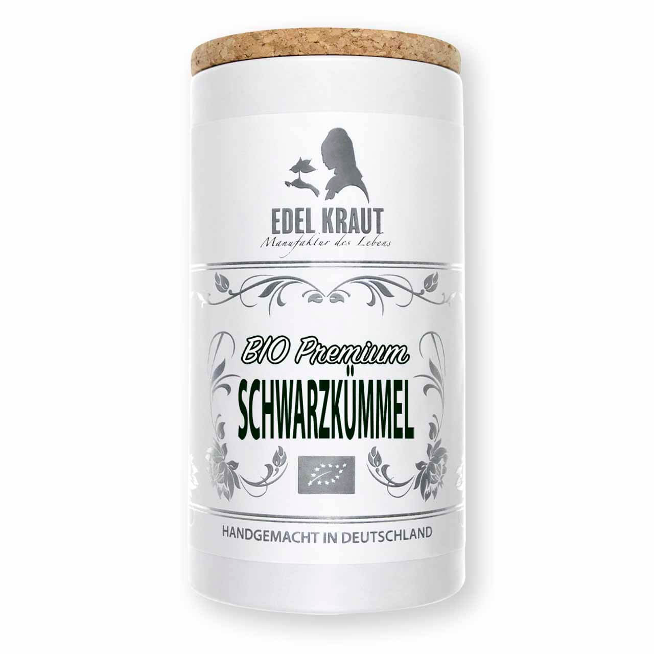 Schwarzkümmel BIO kaufen - Premium Dose EDEL KRAUT EDEL KRAUT BIO Schwarzkümmel in der eleganten Premium Dose - ganze Samen für Küche und Wohlbefinden.