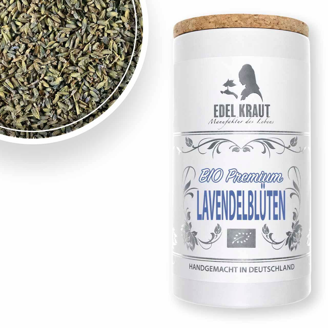 lavendel-gewuerz Duftende BIO Lavendelblüten getrocknet in der EDEL KRAUT Premium Dose - beruhigender Kräutertee, handgemacht in Deutschland.
