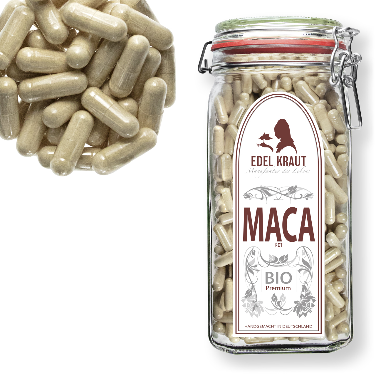 BIO Maca Kapseln - Rot | ca. 800 Stk. Maca Kapseln rot