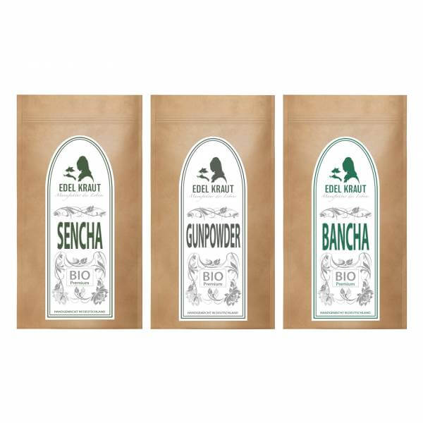 BIO Grüner Tee Set | Premium Sencha & Bancha & Gunpowder | Teesets | EDEL KRAUT